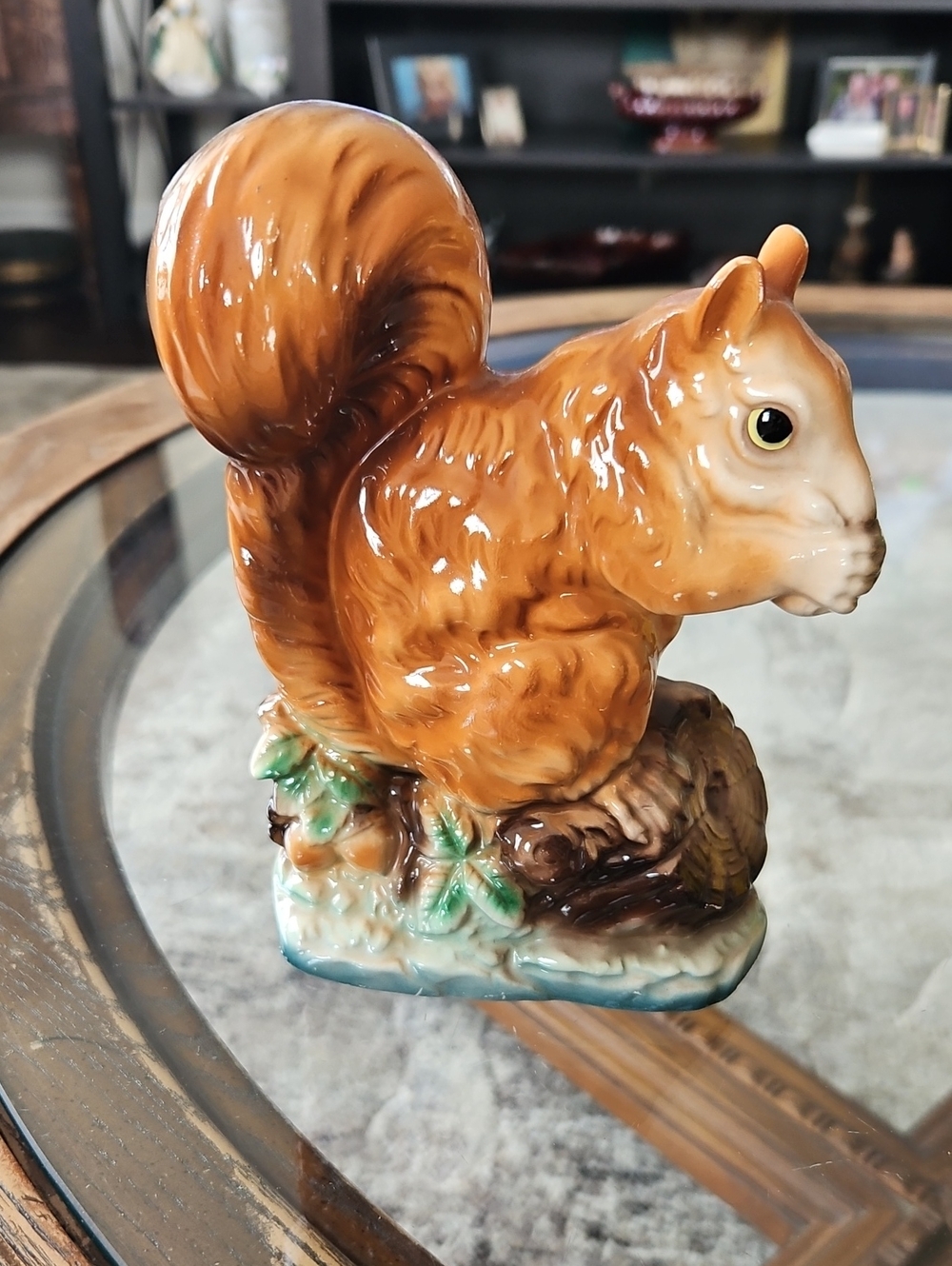 Ceramic Orange Squirrel Figurine - Decorative Home Art